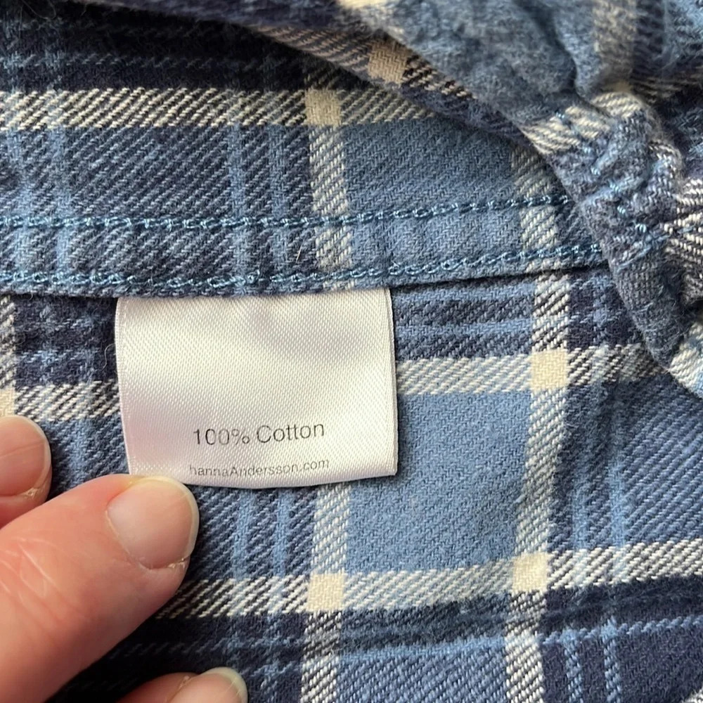 Hanna Andersson blue plaid button down long sleeve shirt, size 120cm - Picture 7 of 12